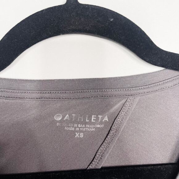 Athleta XSmall XS Gray Essence Twist Back Long Sleeve Top Crew Neck Lyocell Tee - Picture 7 of 10